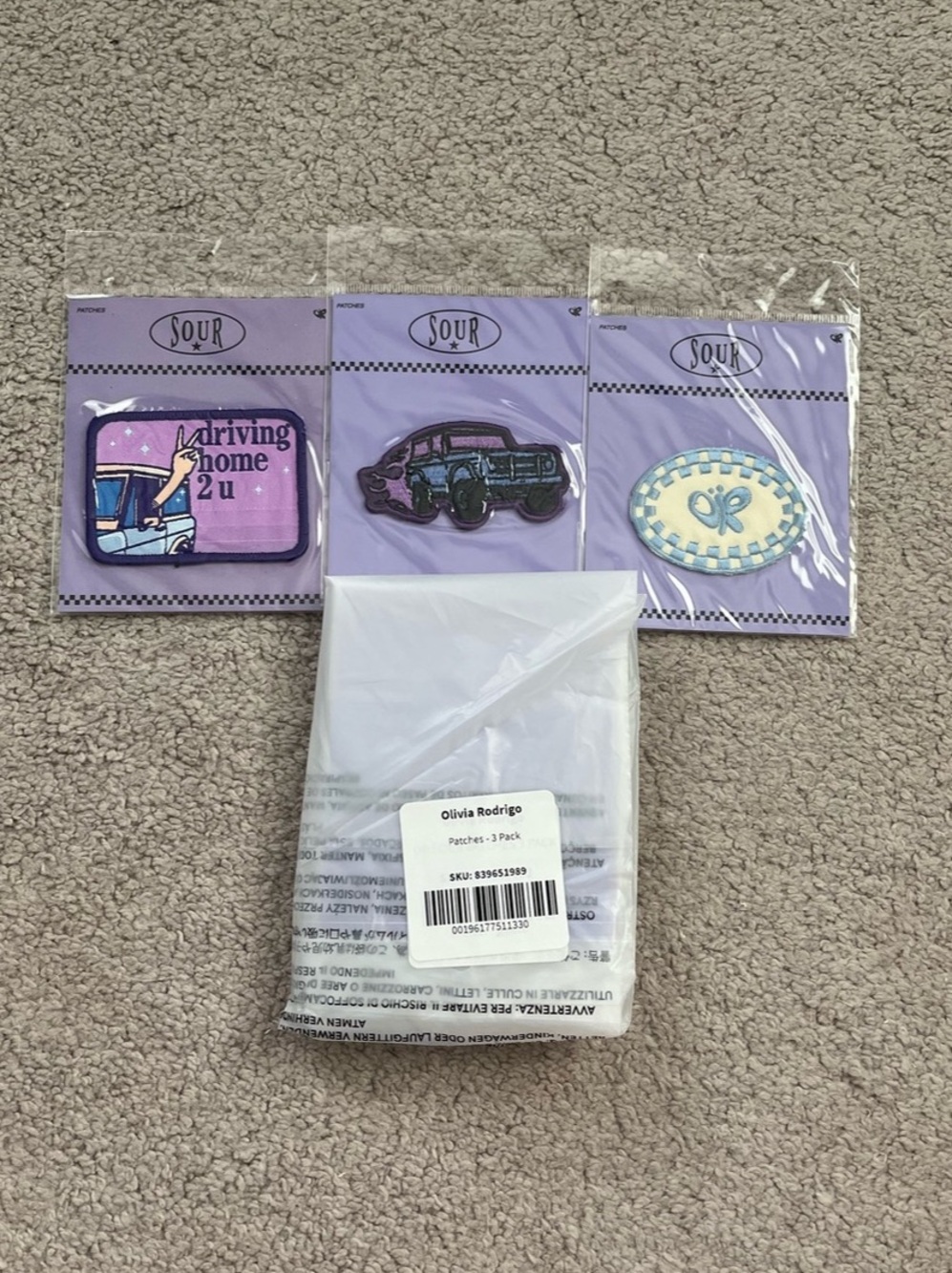 Olivia Rodrigo SOUR Embroidered Iron-On Patches Purple & Blue NWT